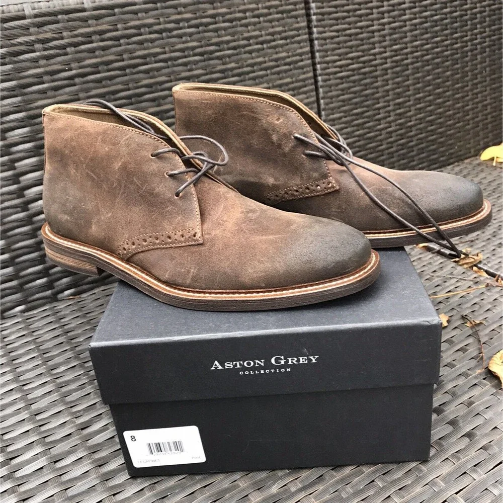 New Aston Grey Collection Legaewet Rust Boots Men 8 Leather Waxed Suede Rts:$199